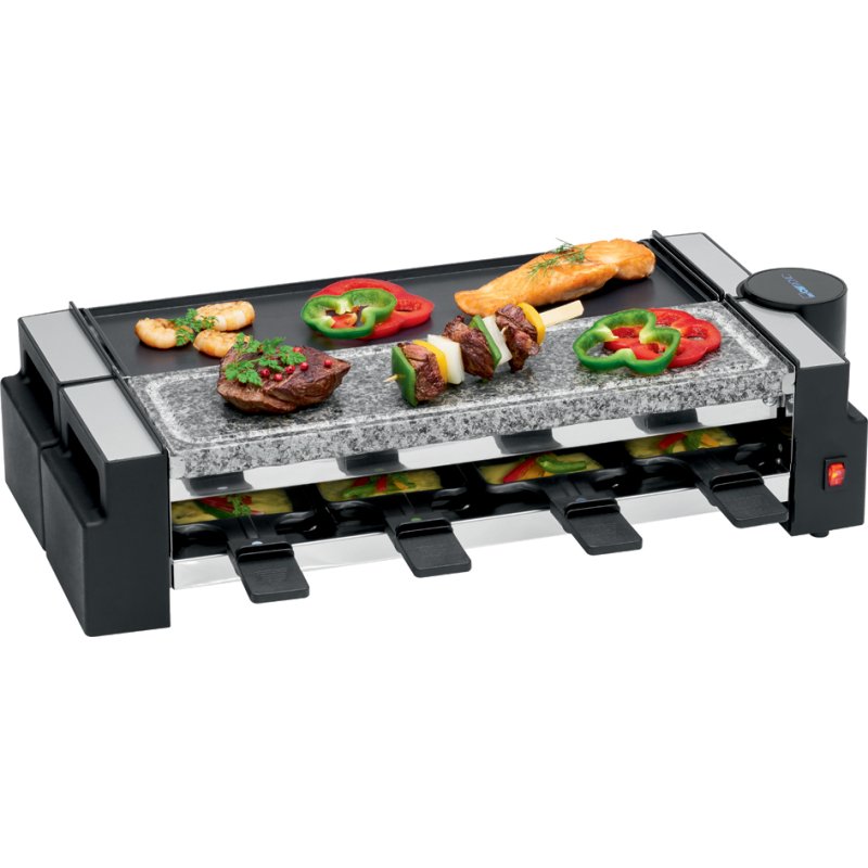 CLATRONIC raclette-grill RG 3678, pierre chauffante, 8 poêlons, 1200 watts